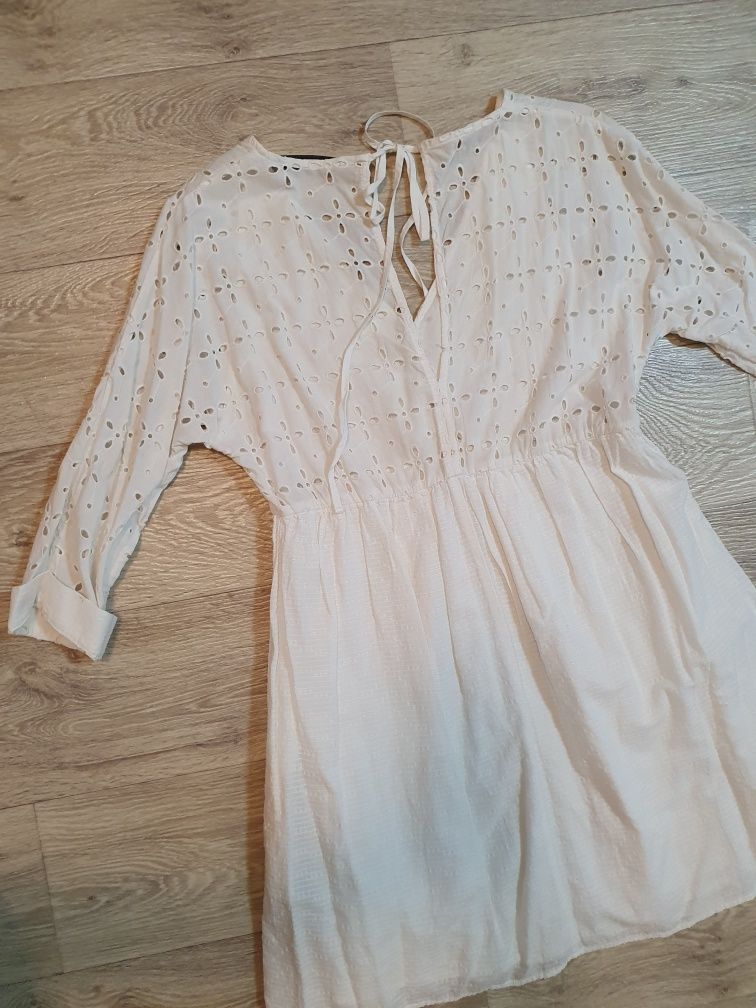Біла сукня з прошви бавовна Zara S