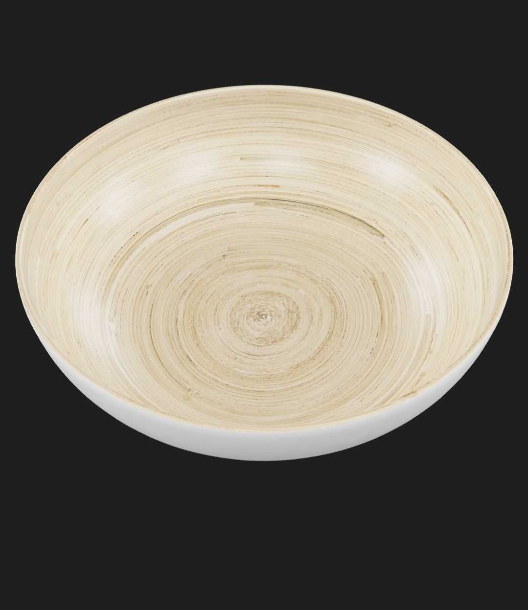 Taça de servir, bambu/branco, 30 cm