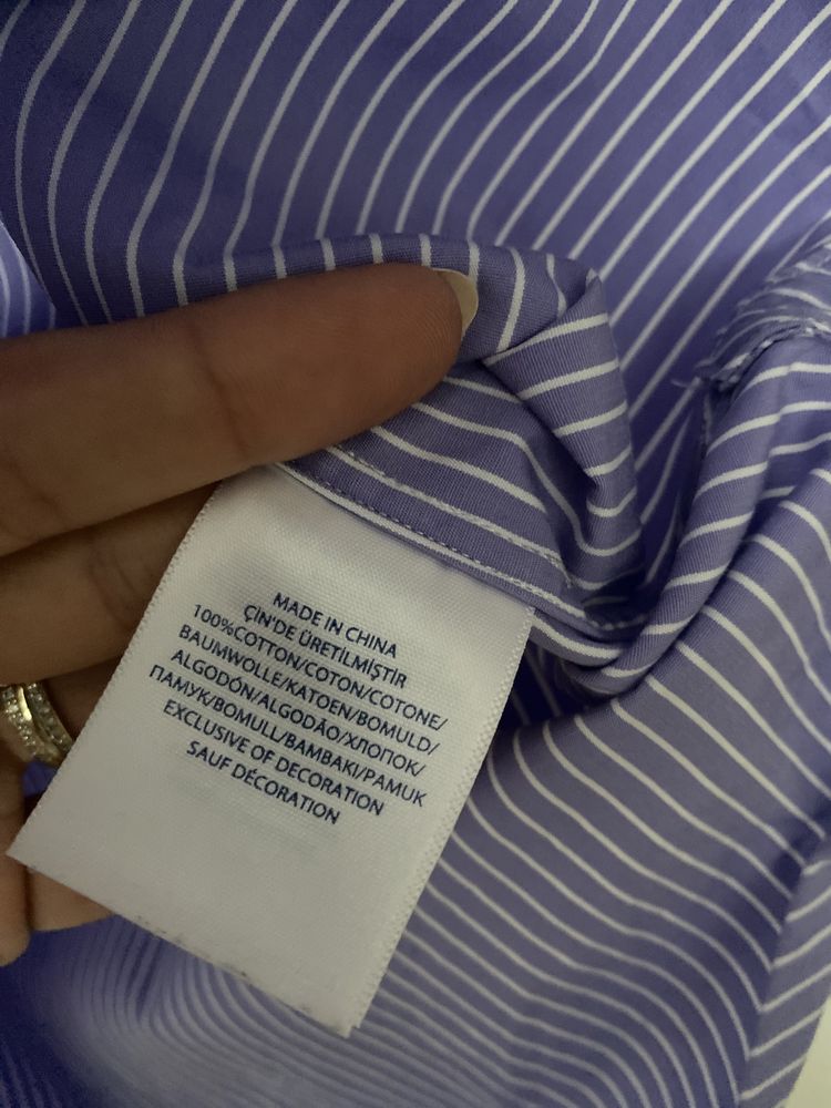 Koszula męska Ralph Lauren biznesowa nowa fioletowa w paski rozm m 39