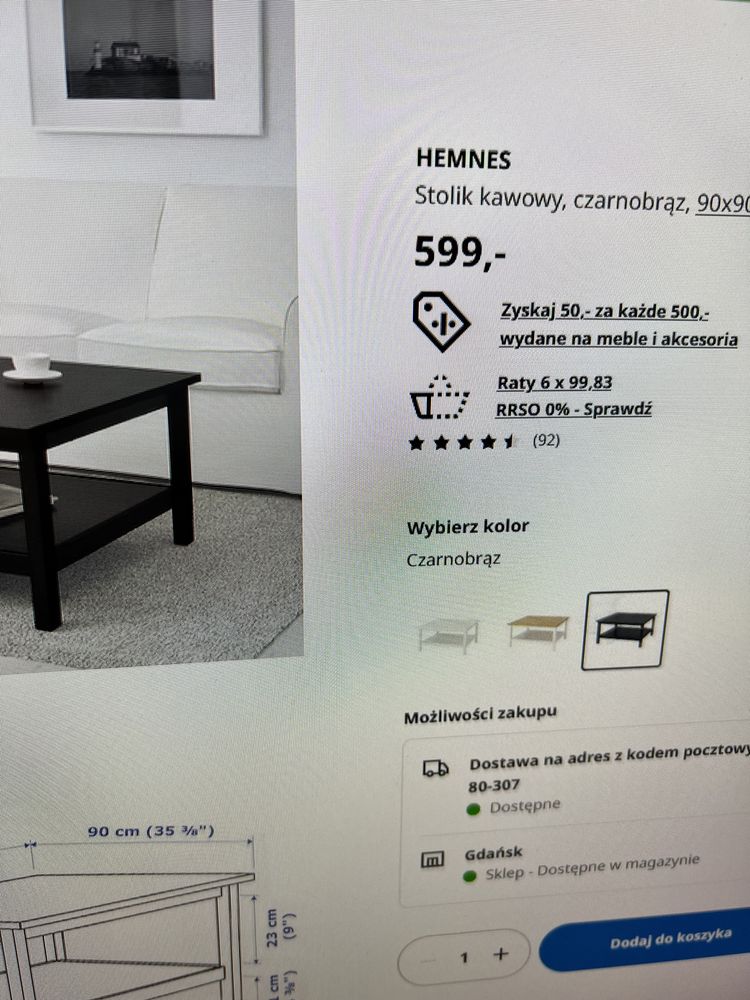 Stolik kawowy HEMNES