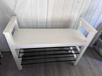 HEMNES Ławka z półkami na buty, biały