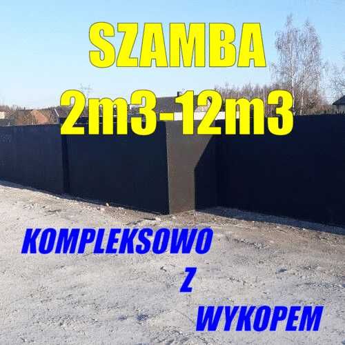 Zbiorniki betonowe-Betonowe szamba 8m3 Kompleksowo z wykopem