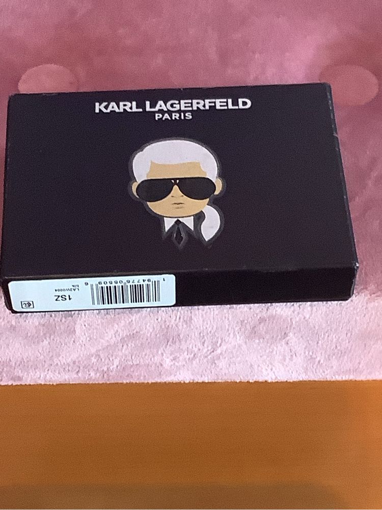 Karl Lagerfeld etui na karty, skóra, czarne, nowe
