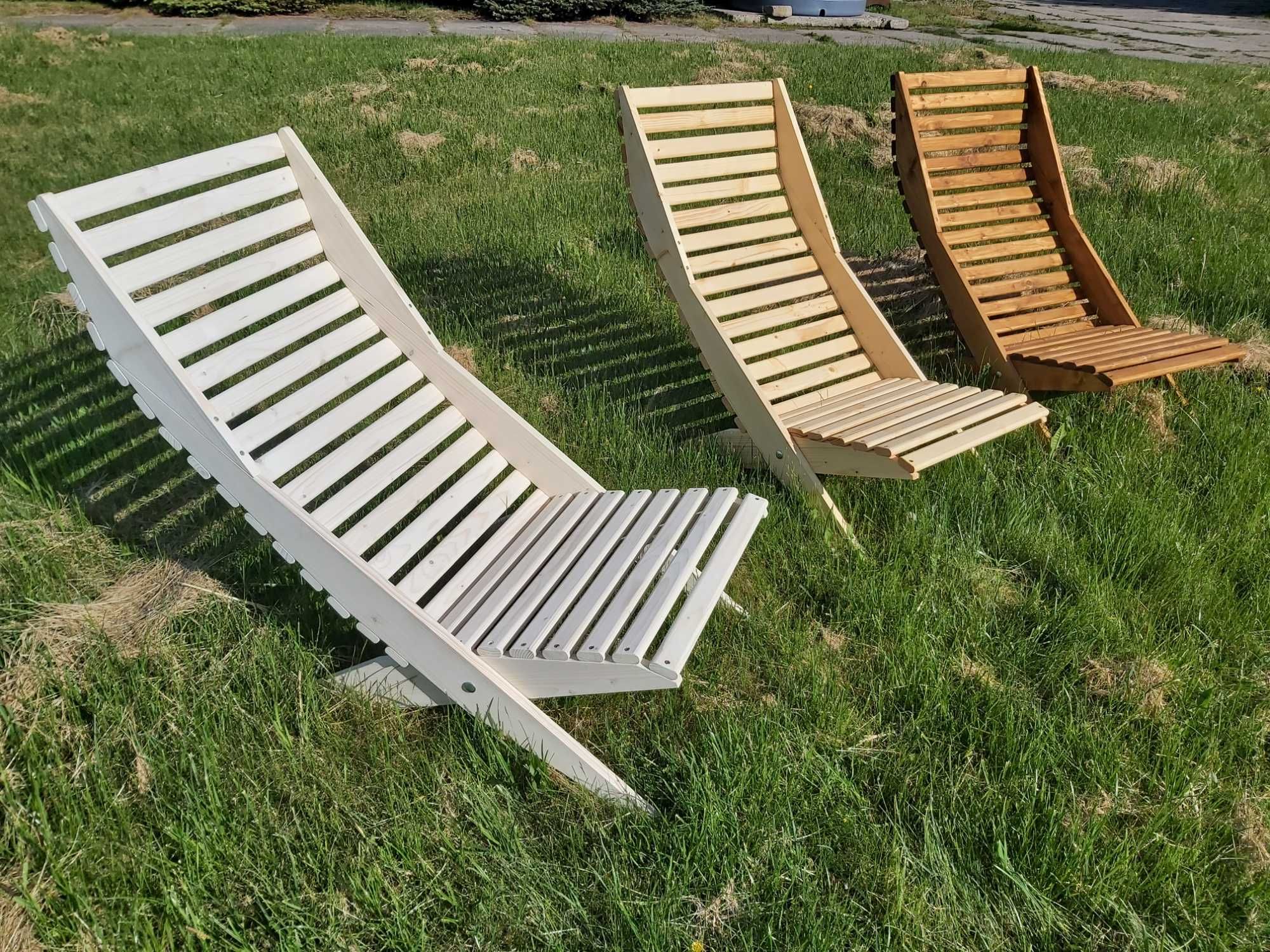 Leżak drewniany ogrodowy plażowy składany