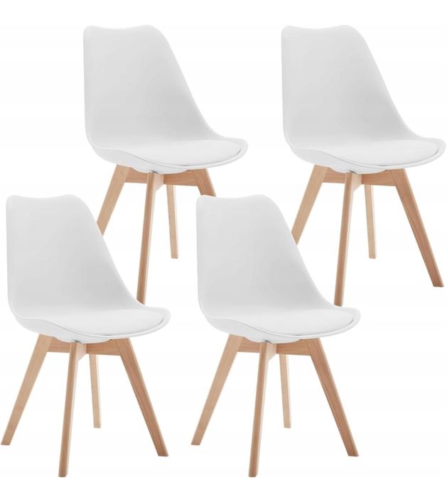 Krzesła w stylu skandynawskim zestaw 4 sz. Biale