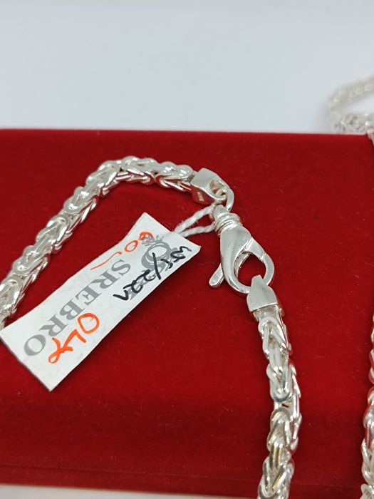 Srebrny łańcuszek splot królewski długość 60cm, srebro próby 925