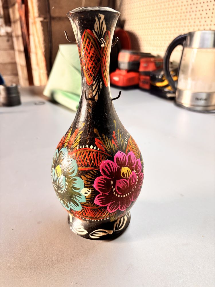 Recznie malowany rosyjski wazon PRL vintage