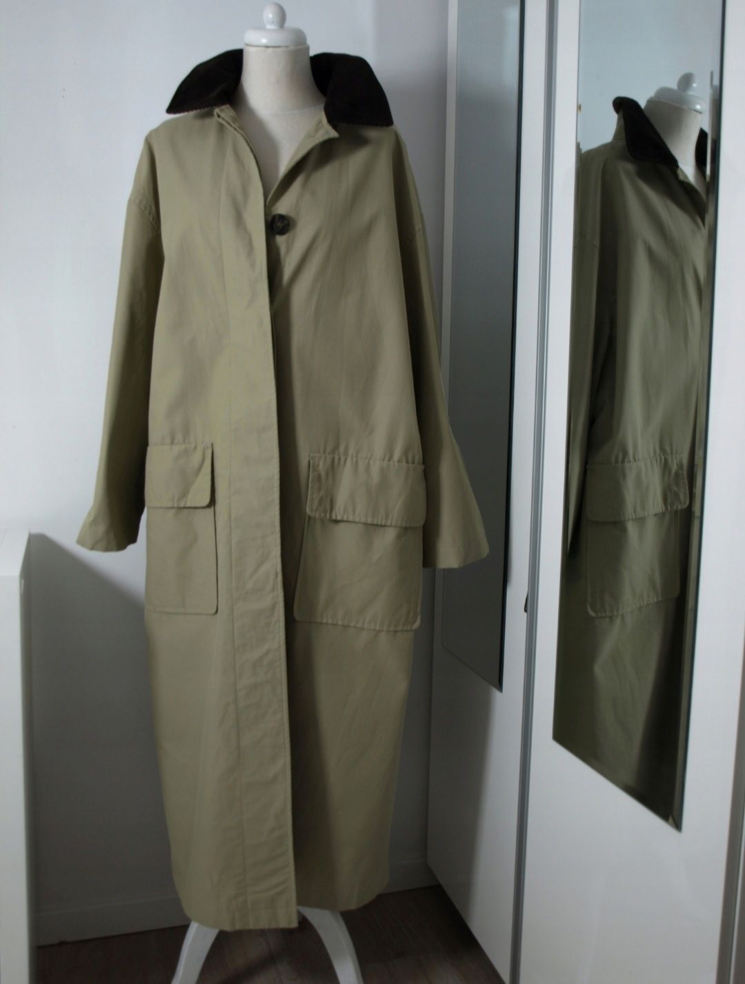 ASOS Design oliwkowy płaszcz wiosenno jesienny oversizowy