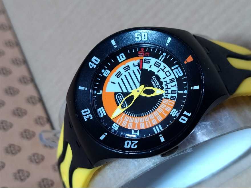 Часы швейцарские для плавания дайвинга Swatch Farfallino Giallo