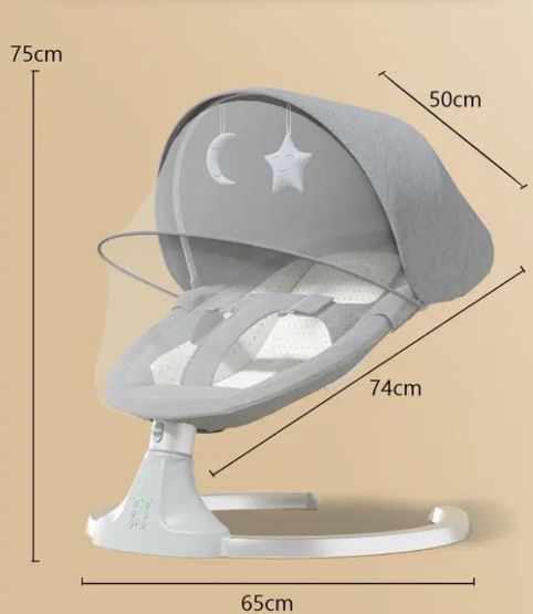 Музикальний центр шезлонг для дитини, дитяча качалка з маскітною сітко