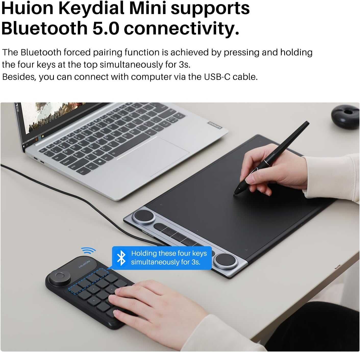 Tablet graficzny Huion K20 Keydial Mini, Zdalna klawiatura