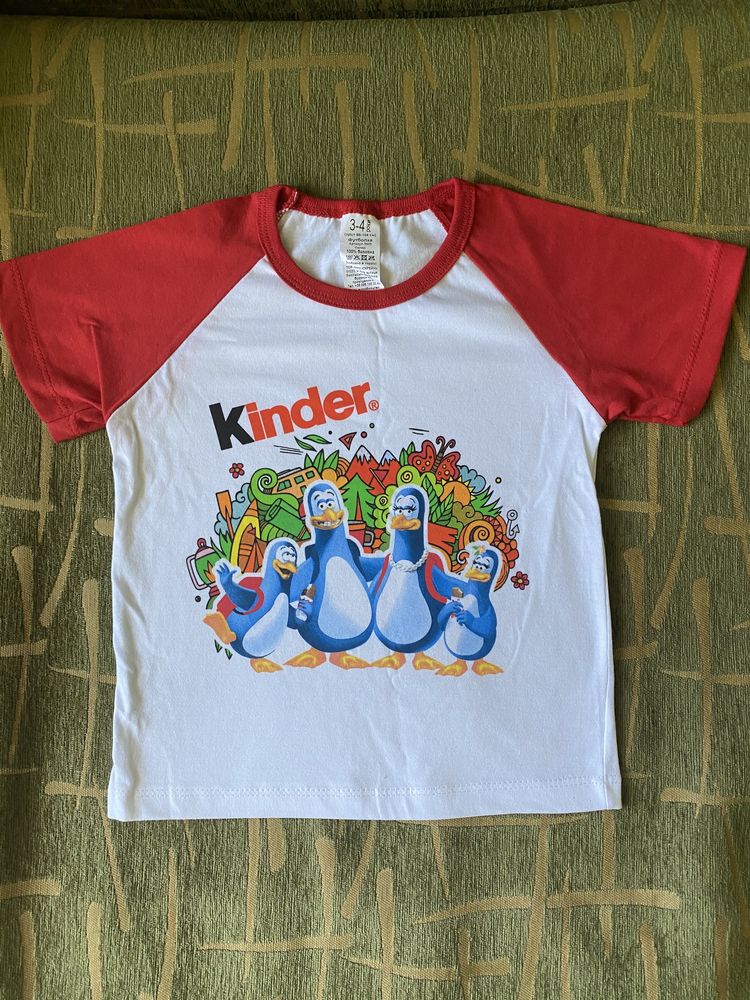 Новая футболка от киндер с пингвинамы на 3-4 и 5-6 лет