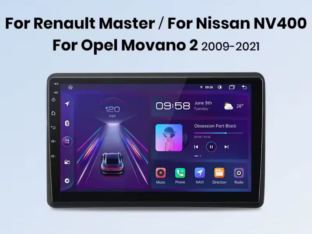 Rádio Android Renault Master Opel Movano Nissan NV400 Carplay 2/32GB