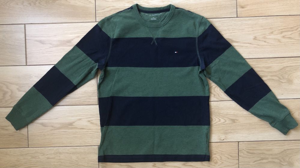 Sweter w paski zielono-granatowy Tommy Hilfiger S