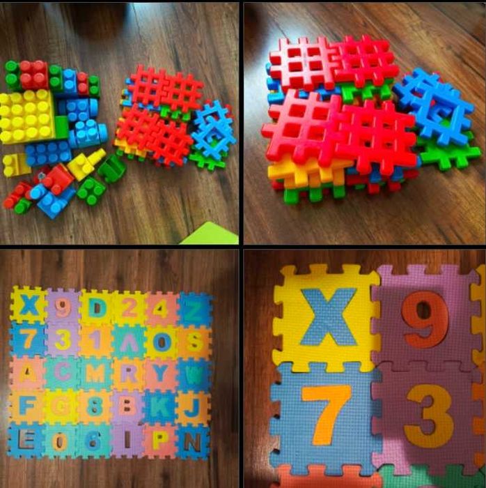 Klocki (dwa rodzaje) + puzzle piankowe