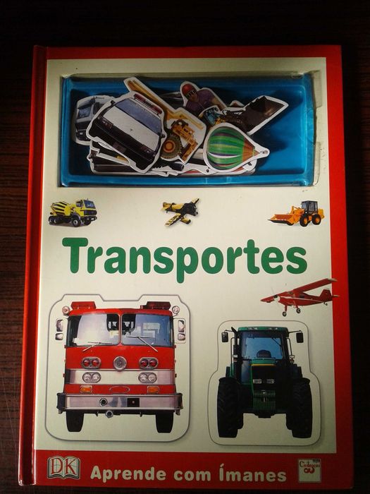 Livro infantil magnético sobre transportes, como NOVO!