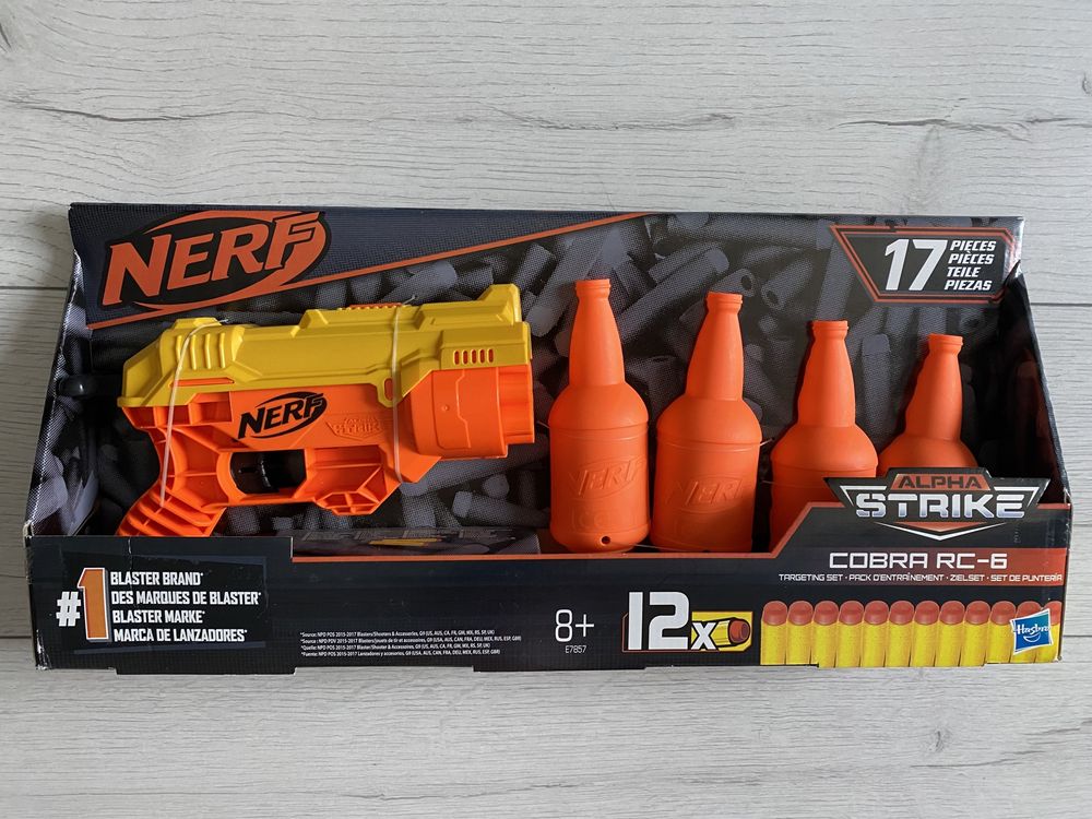 Nerf оригінал пістолет дитячий з патронами і цілями у вигляді бутилок