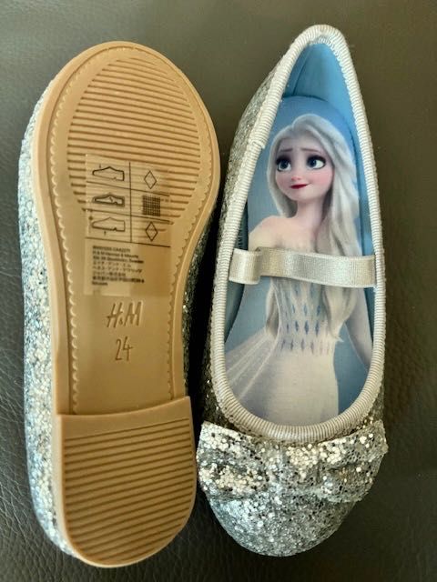 Elza, Elsa, Frozen, Kraina Lodu baleriny brokatowe NOWE rozmiar 24