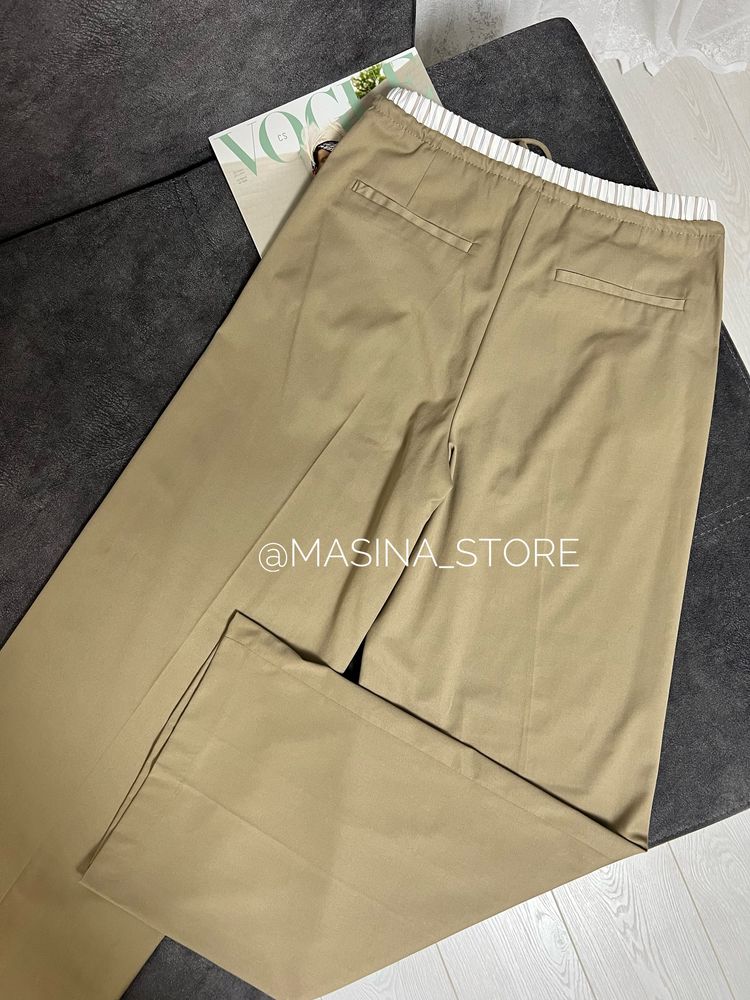 Нові штани брюки Zara бежеві S з подвійним поясом