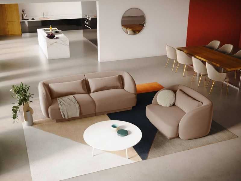 Sofa welurowa beżowa 2 os. Tulum 180x90x70 Cosmopolitan Design