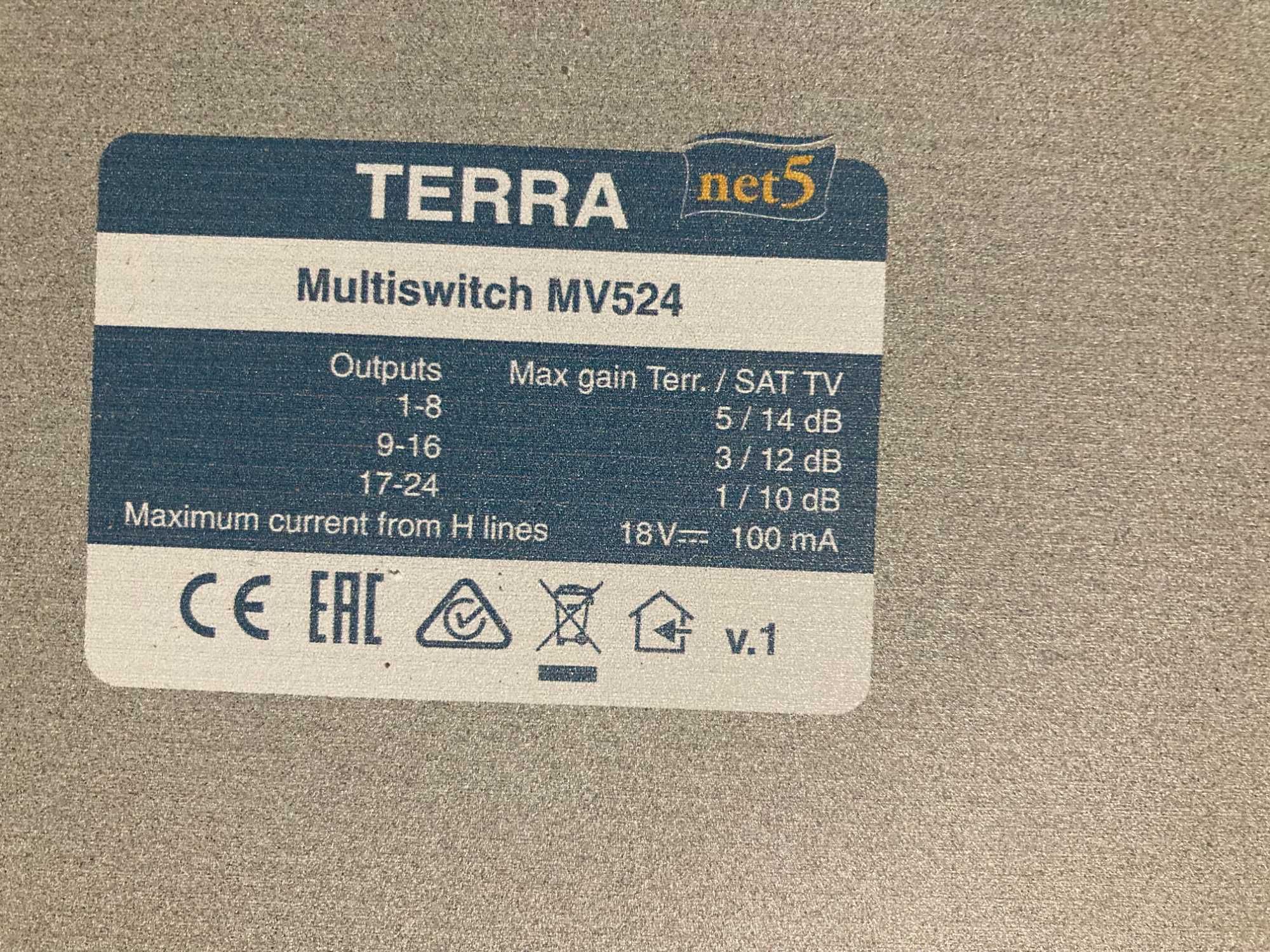 Multiswitch MV-524 Terra klasa A,  24-wyjściowy z regulacją wzmocnieni