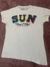 T-shirt rapaz “Pull&Bear” tamanho M branca com letras pretas