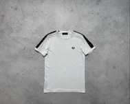 Мужская Футболка Белая Fred Perry На Лампасах Оригинал XS-S Кэжуал