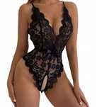 Body koronkowe czarne rozmiar M otwarty krok bodystocking sexy 24h