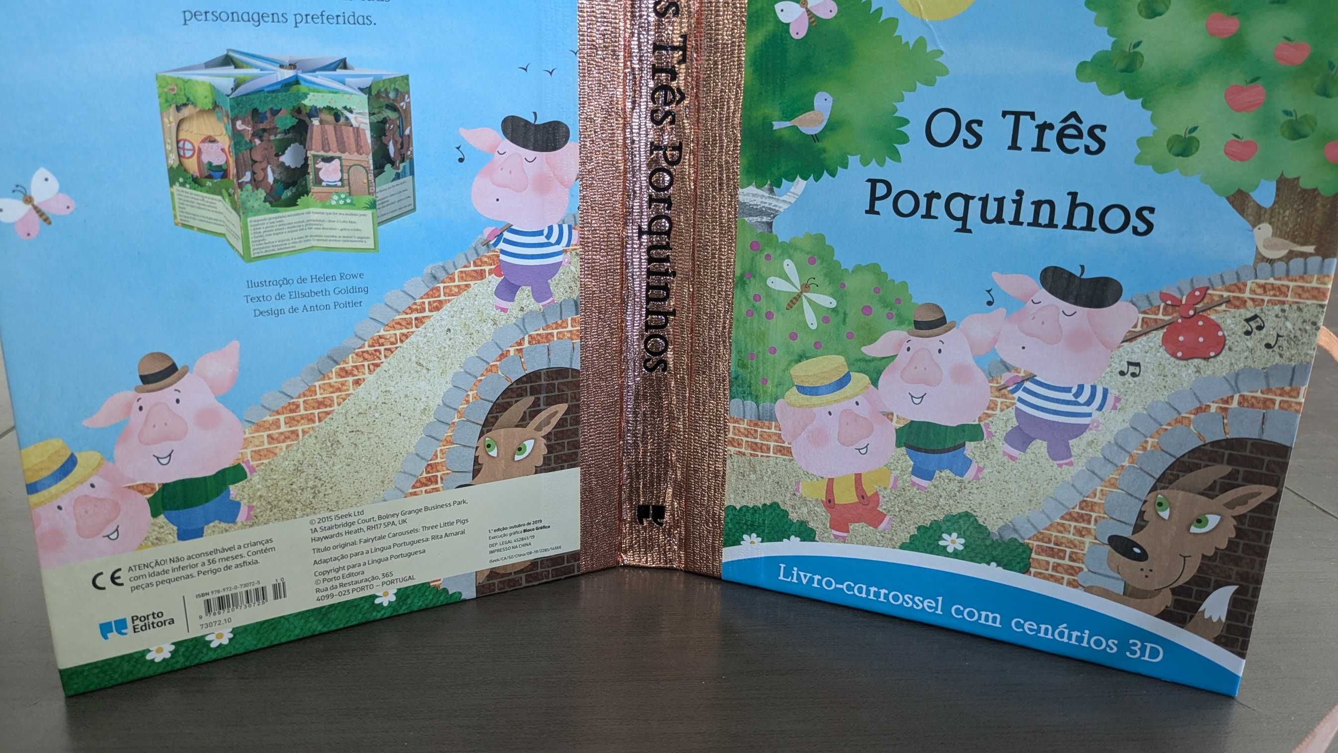 livro infantil pop up 3D carrossel de contos: OS TRÊS PORQUINHOS