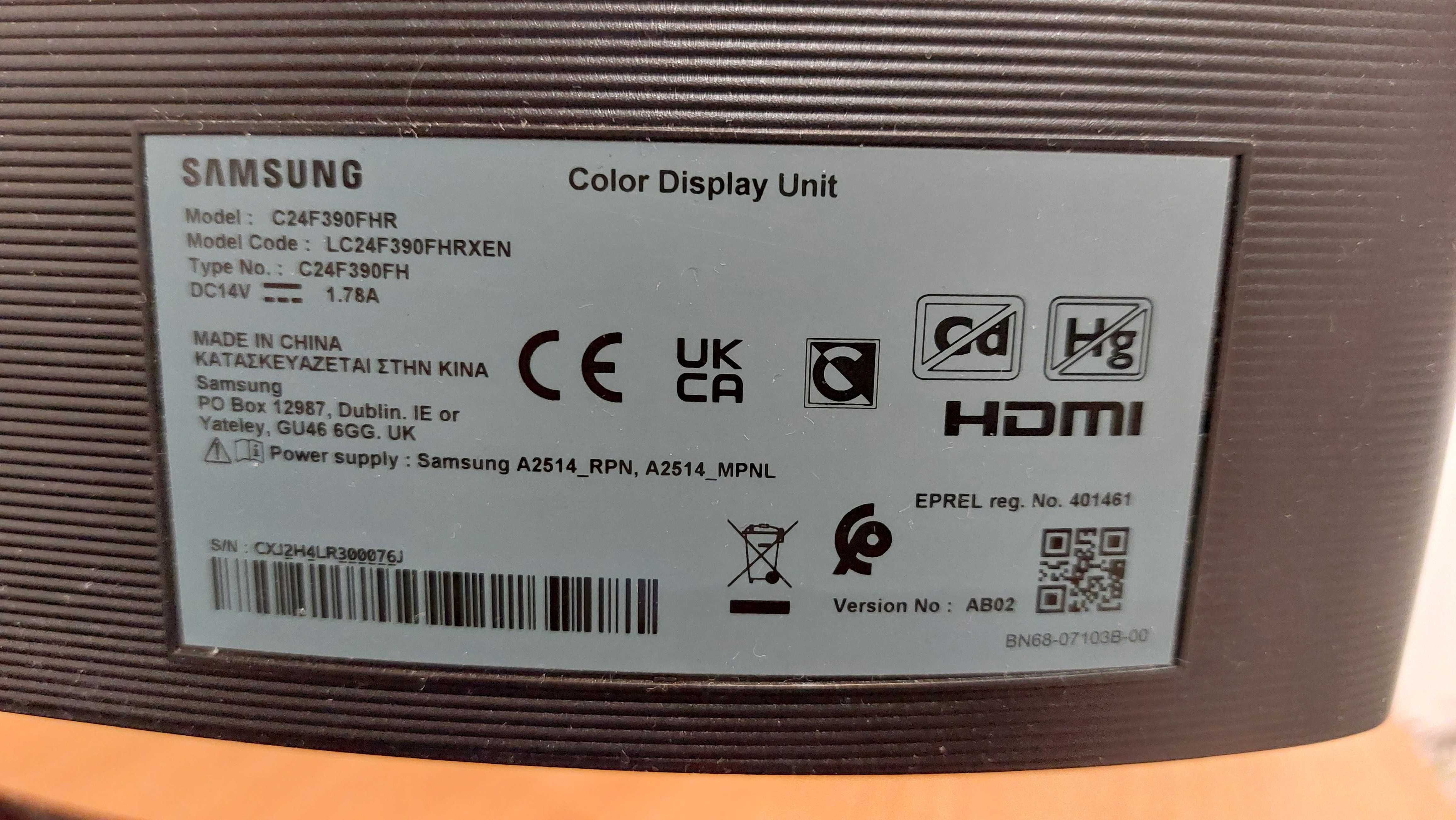 Monitor LED Samsung C24F390FHR