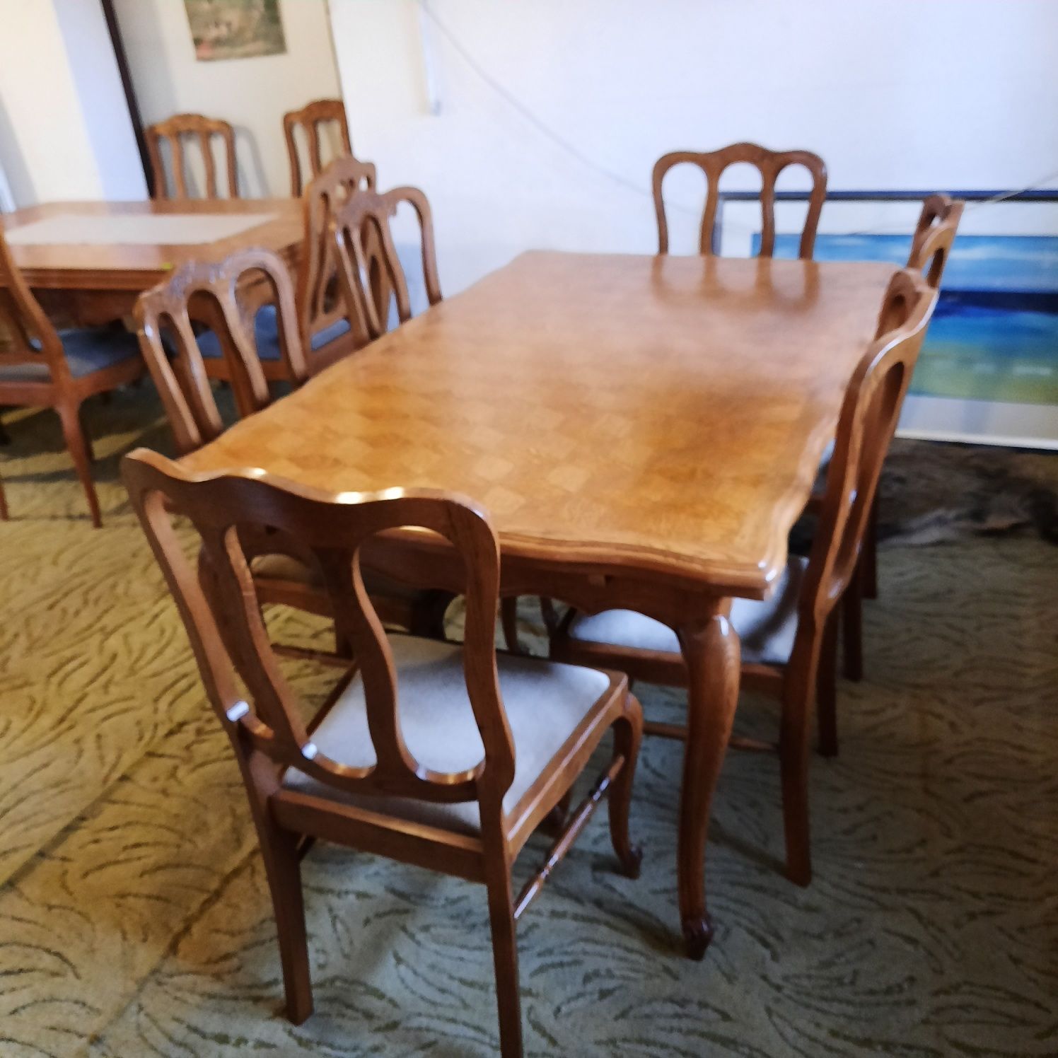 Piękny stół dębowy rozkładany i sześć krzeseł OKAZJA