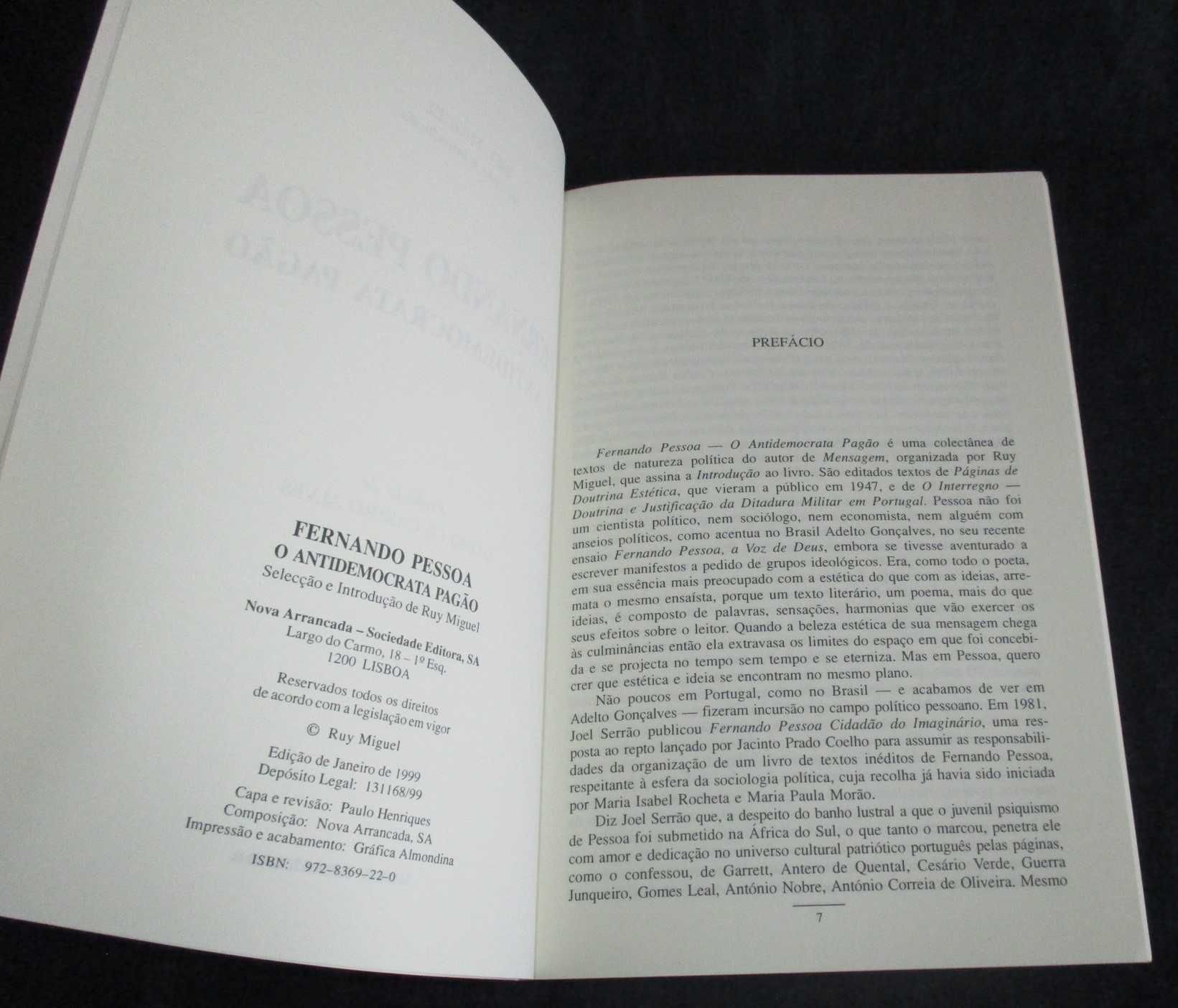 Livro Fernando Pessoa O Antidemocrata Pagão Ruy Miguel