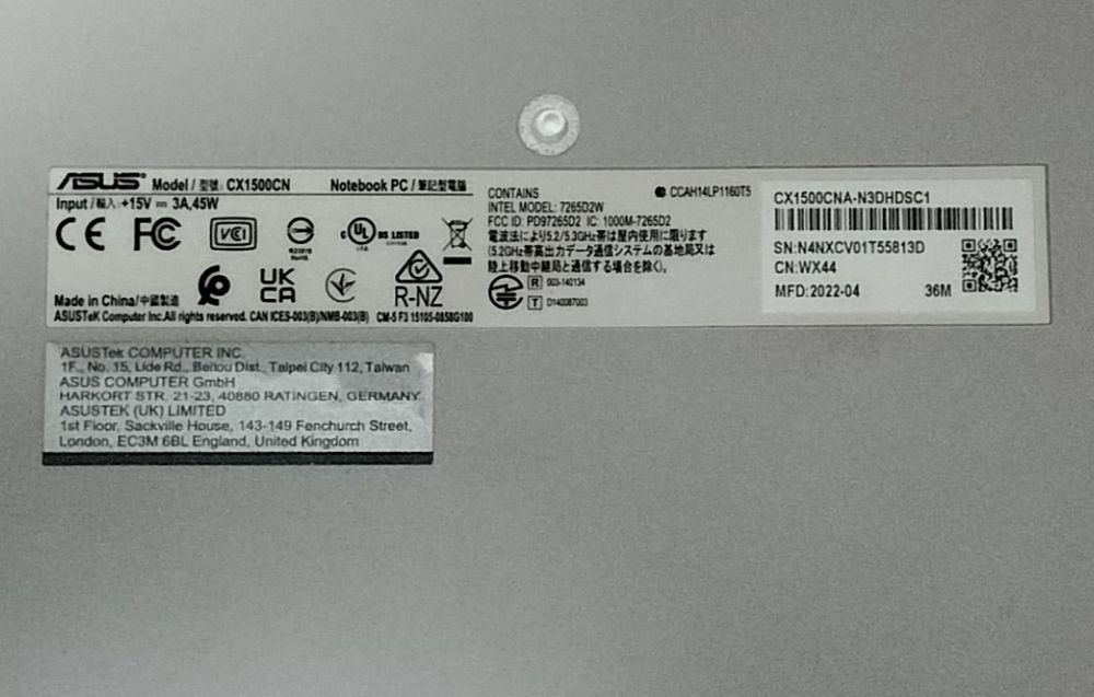 Asus Chromebook CX1500CN