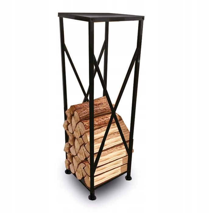 Designerski Stojak na Drewno Kom. Stalowy Nowoczesny Krzyżowy Design