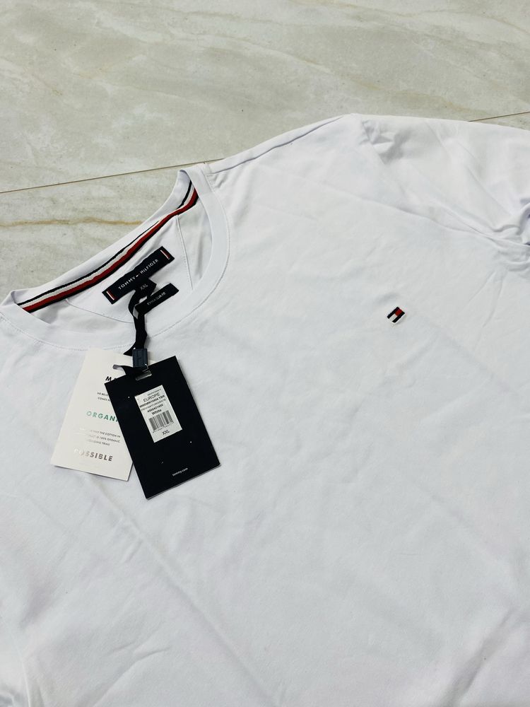 Biała koszulka z długim rękawem Tommy Hilfiger r. XXL klasyczne logo