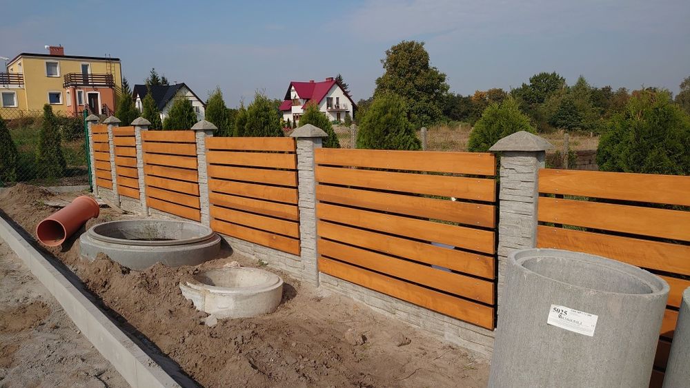Ogrodzenie drewniane modrzew olcha panel drewniany płot sztacheta