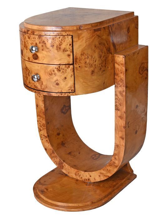 Antyczna Komoda Nocna Art Deco z Czeczoty, Styl Streamline, 74 cm