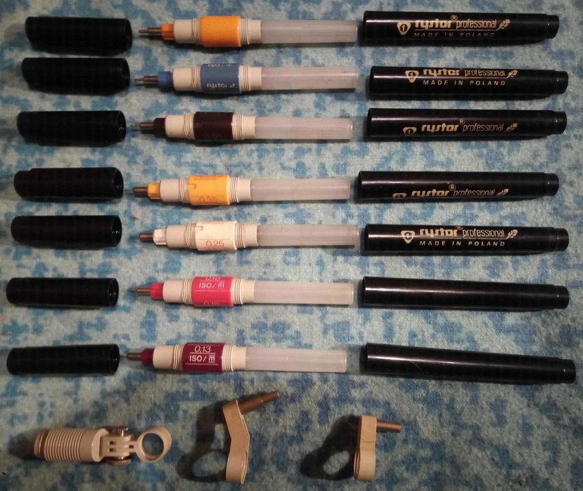 Rapidografy Rystor Komplet 7 + 2 szt.