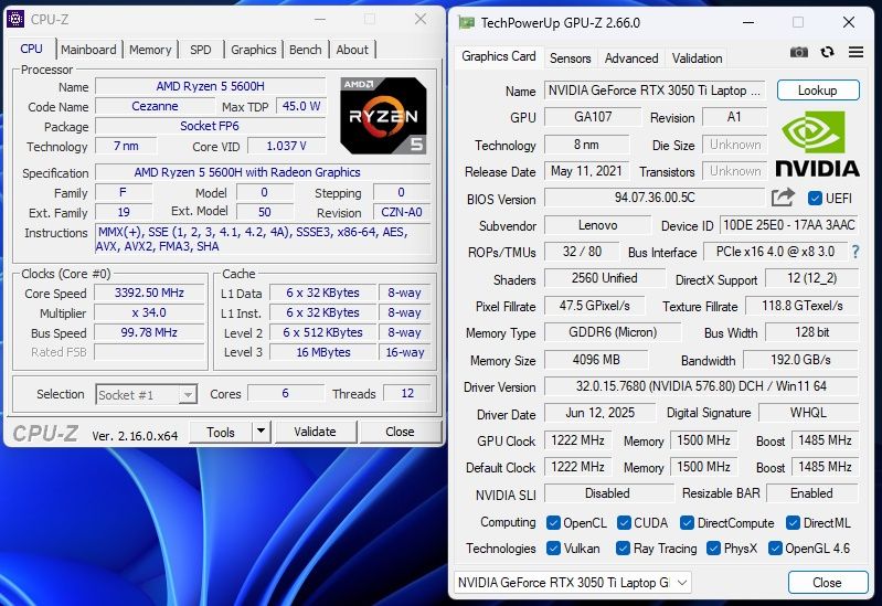 Lenovo Legion 5, RTX 3050Ti, Ryzen 5 5600H