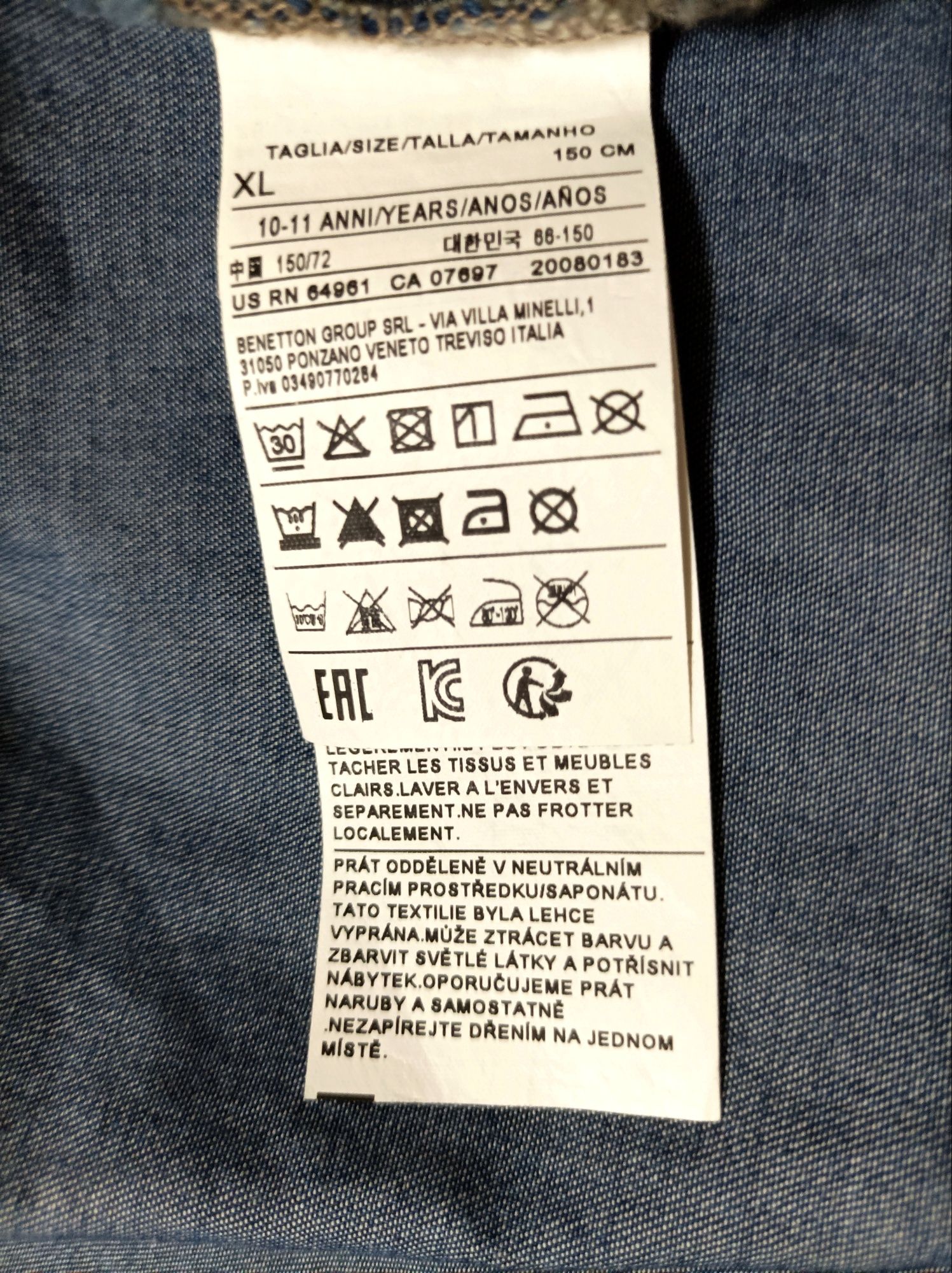 Camisa de ganga para Menina marca Benetton (Nova - 10/12 anos - XL)