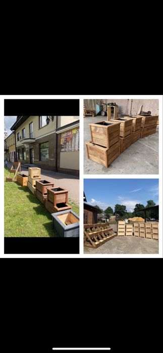 Donice drewniane, donice z drewna, donice ogrodowe.