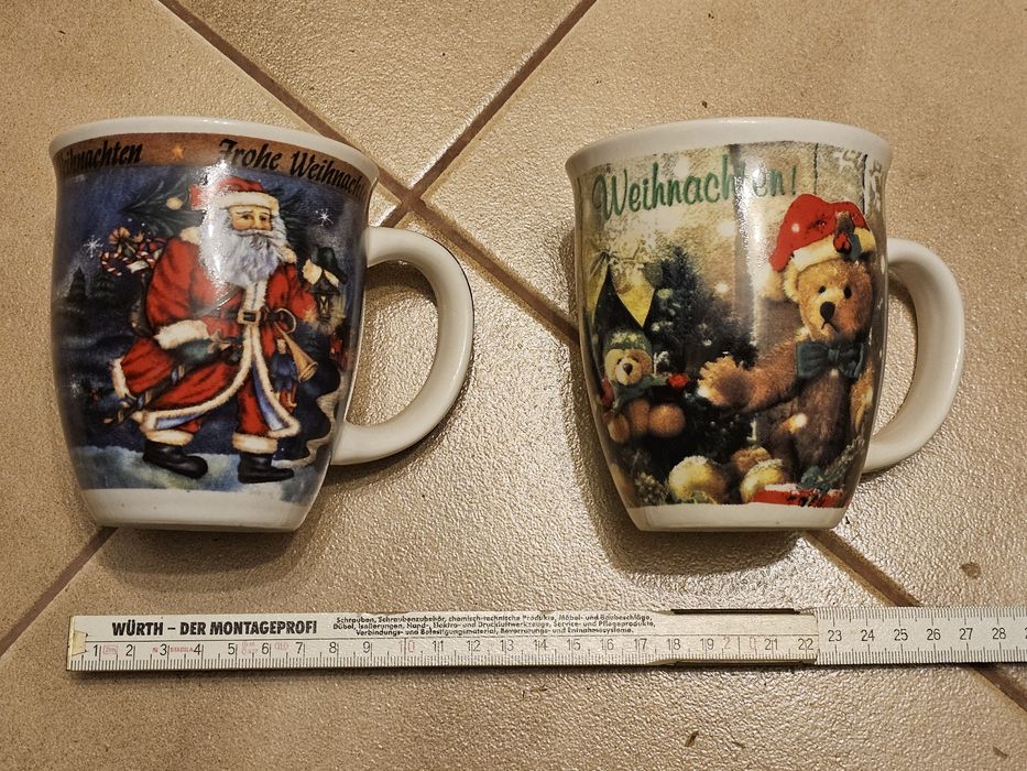 Dwa kubki świąteczne z porcelany niemieckie Heiko Blume Freideburg