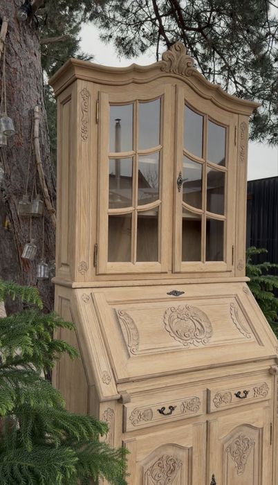 Dębowy sekretarzyk z nadstawką ,stan surowy