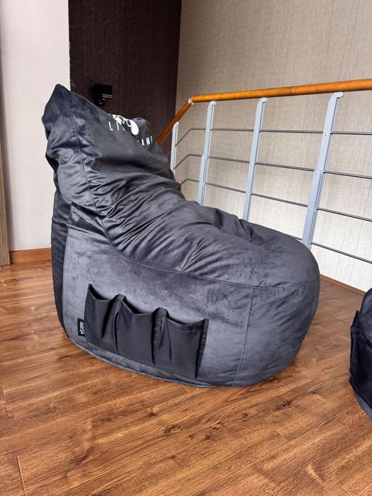 Fotel z podnóżkiem wypełniony granulatem