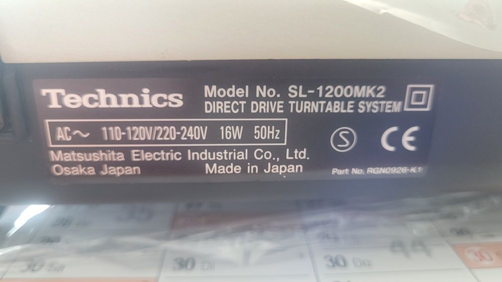 Gramofon TECHNICS SL 1200 mk2 PEREŁKA