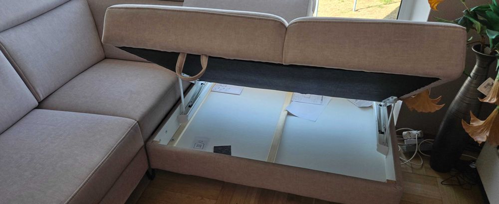 Narożnik 263x226 z f spania i reg. zagłówki jasnoszary ASPEN Libro