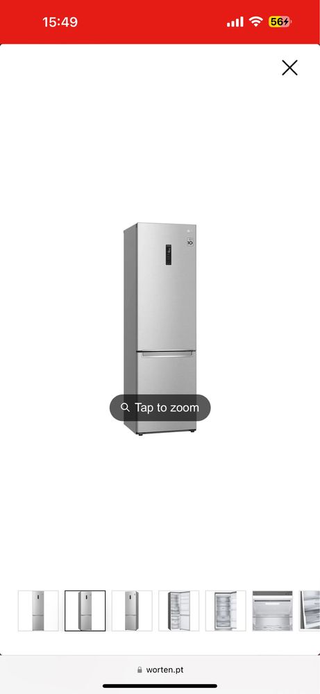 Frigorífico Combinado LG (No Frost - 203 cm - 384 L - Inox)