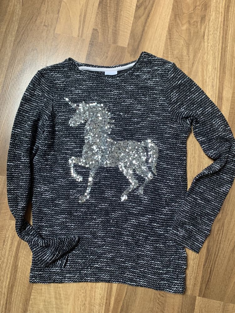Bluzka z koniem cekiny czarna 152 f&f