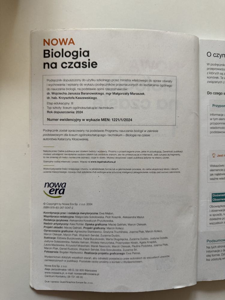 Biologia na czasie klasa 1 Technikum, Liceum