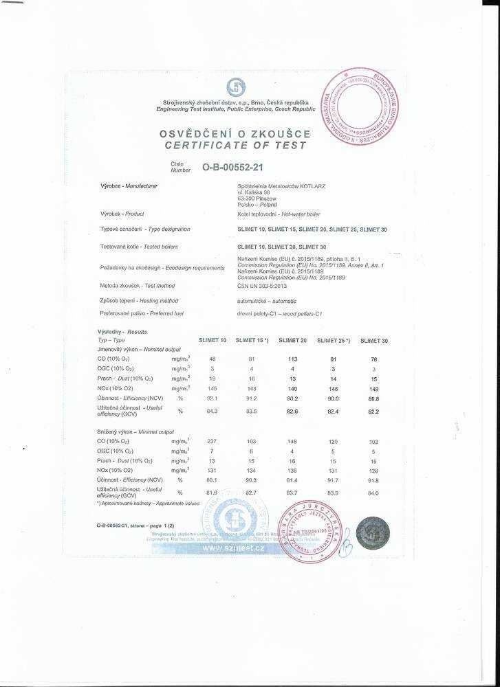 Kocioł na pellet SLIMET moc 20 kW